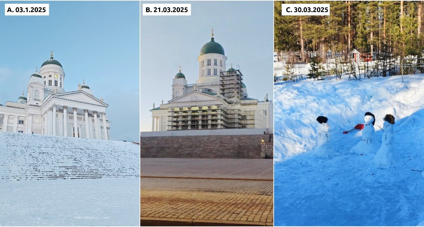 Snow in Helsinki during 2025